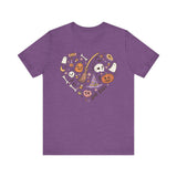 Love Boo Halloween Shirt - Halloween Icons in Heart Shape Graphic Tee