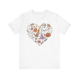 Love Boo Halloween Shirt - Halloween Icons in Heart Shape Graphic Tee