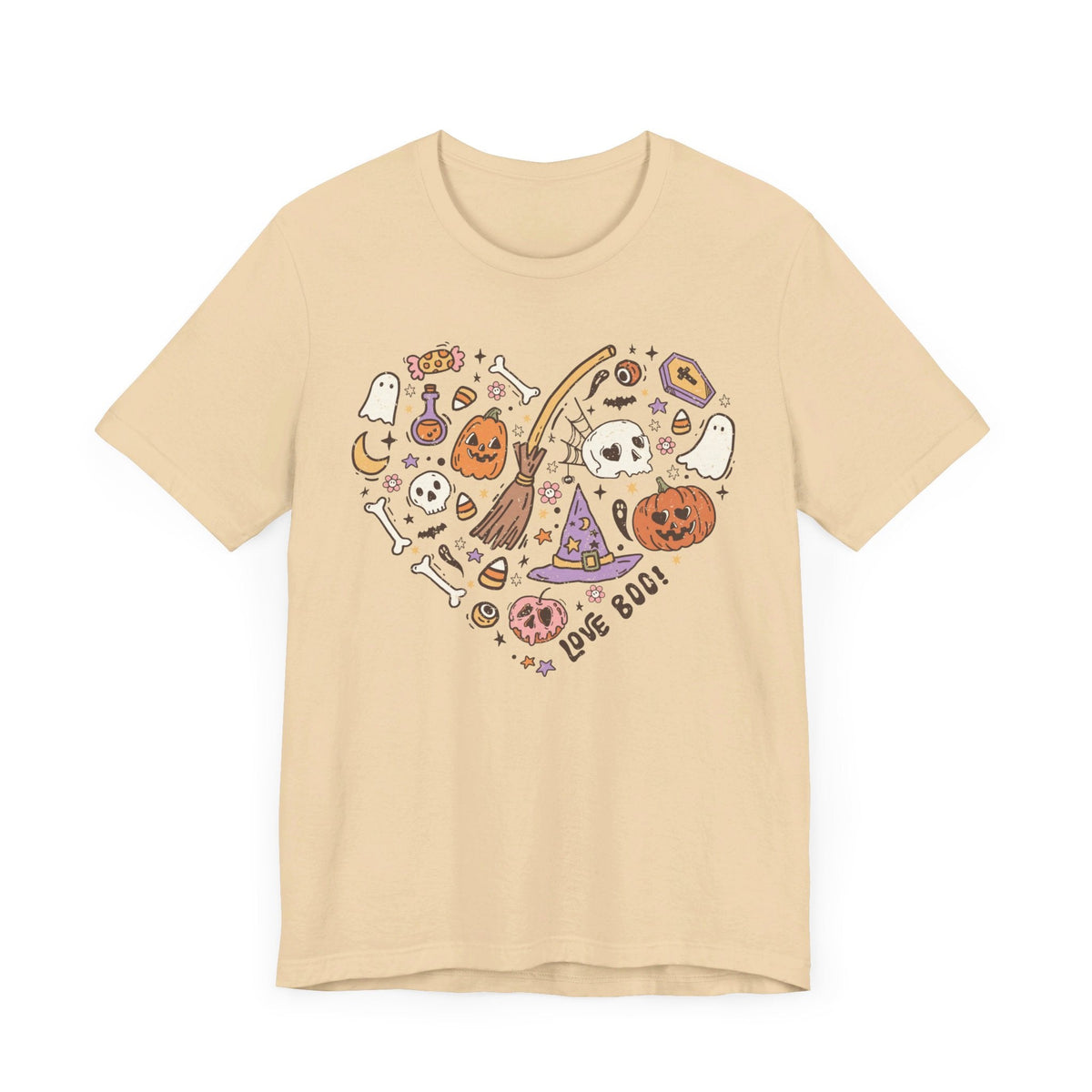 Love Boo Halloween Shirt - Halloween Icons in Heart Shape Graphic Tee