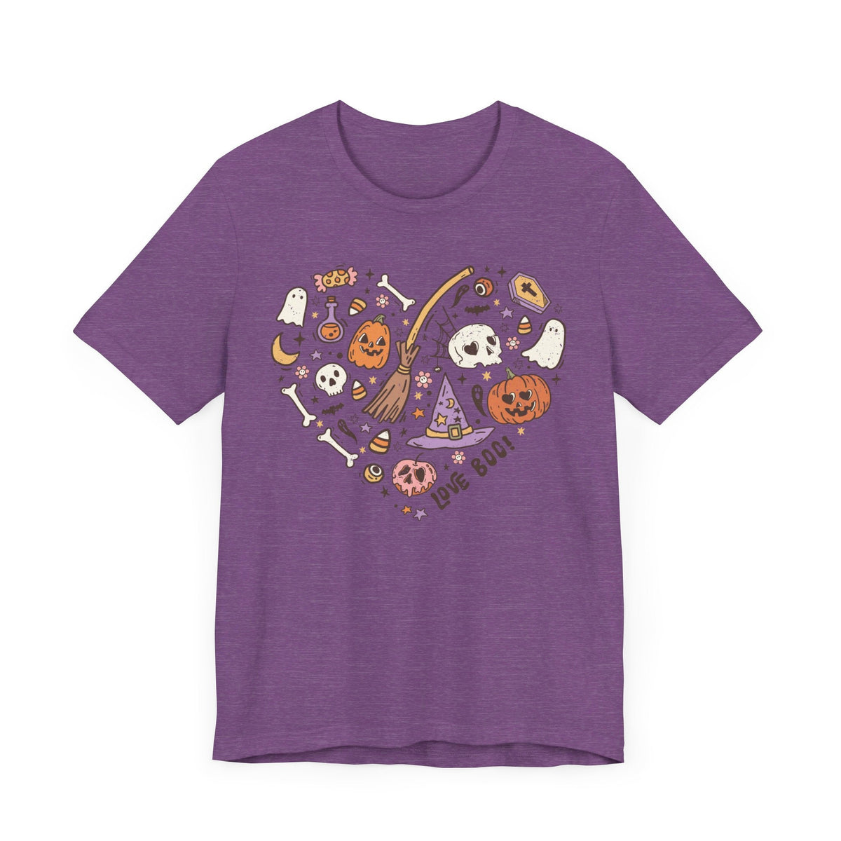 Love Boo Halloween Shirt - Halloween Icons in Heart Shape Graphic Tee