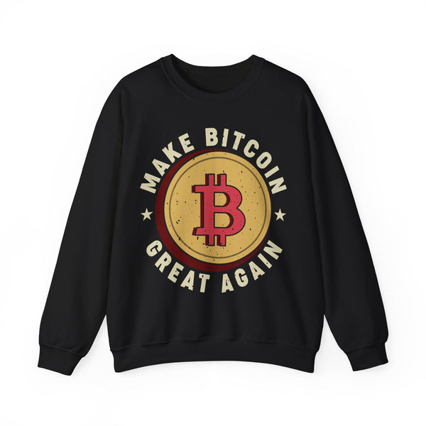 Make Bitcoin Great Again Crypto Crewneck Sweatshirt – Cryptocurrency Shirt for Enthusiasts, Traders, and Meme Lovers