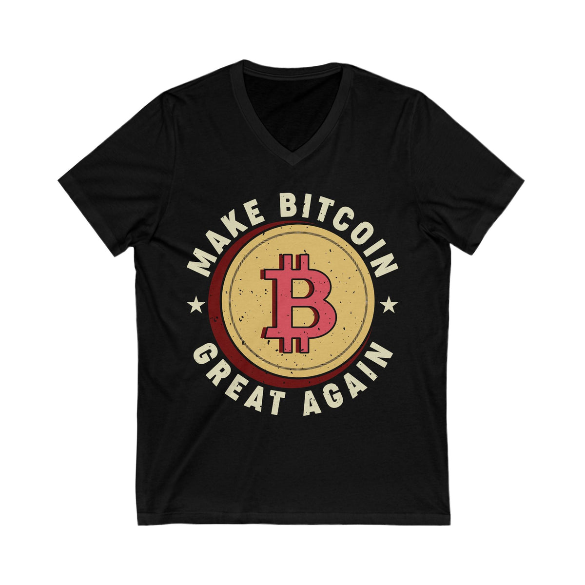 Make Bitcoin Great Again Crypto V-Neck – Cryptocurrency Shirt for Enthusiasts, Traders, and Meme Lovers