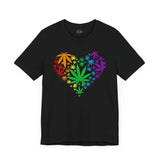 Marijuana Heart LGBT Weed Leaf - Rainbow Pride Tee | Equality Shirt | LGBTQ+ Support Apparel | Colorful Gay Pride