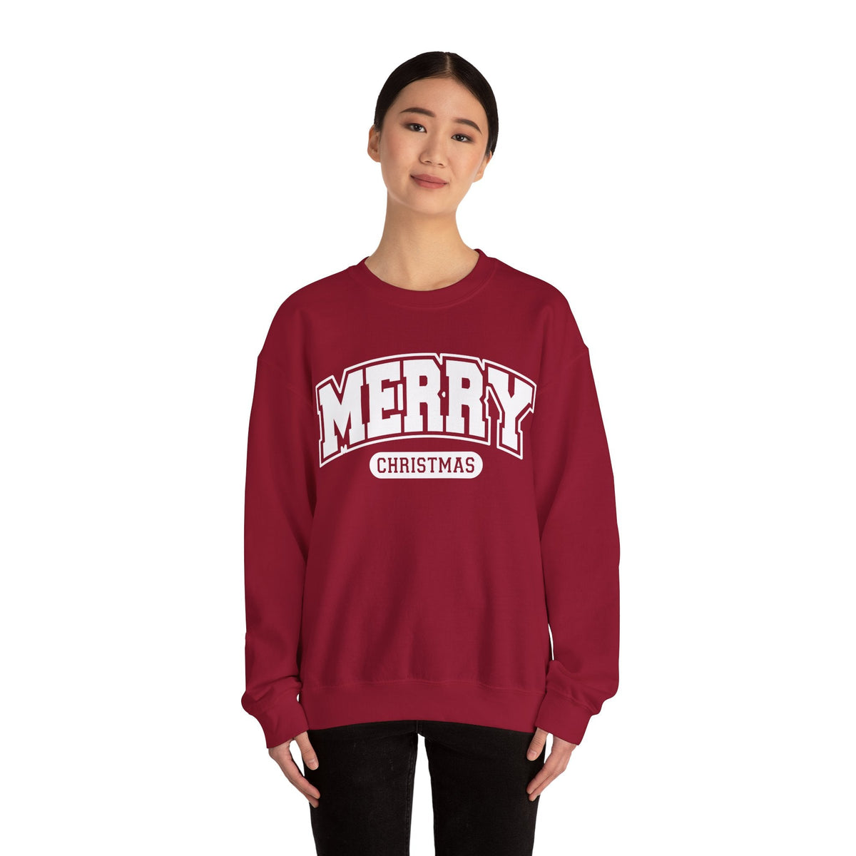 Merry Christmas Sweatshirt – Cozy Holiday Sweatshirt for Men & Women – Funny Christmas Sweater with Santa – Merry