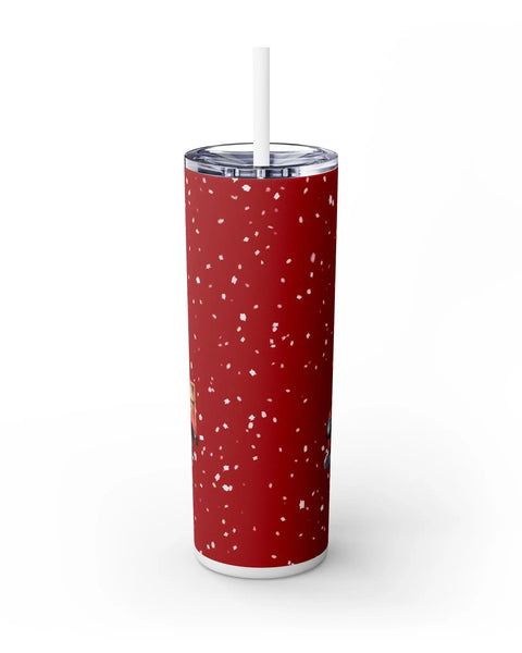 Merry Christmas Tumbler Red Pickup Snow Trees Holiday Travel Mug 20oz