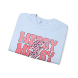 Merry Merry Merry Christmas Crewneck Sweatshirt - Bold Lightning Christmas Sweater - Holiday Cheer