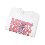 Merry Merry Merry Christmas Crewneck Sweatshirt - Bold Lightning Christmas Sweater - Holiday Cheer