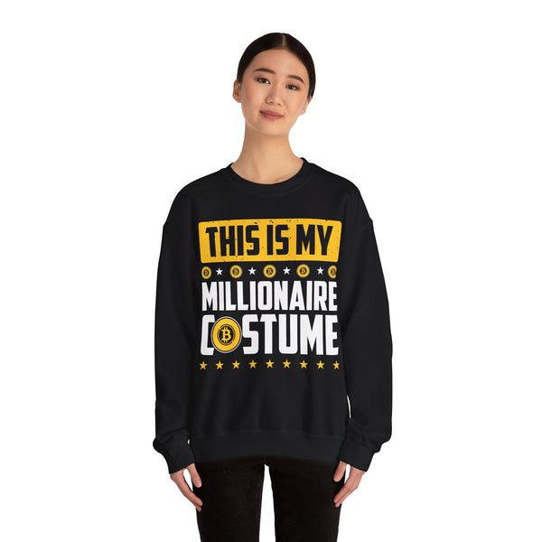 Millionaire Costume Crypto Crewneck Sweatshirt – Cryptocurrency Shirt for Enthusiasts, Traders, and Meme Lovers