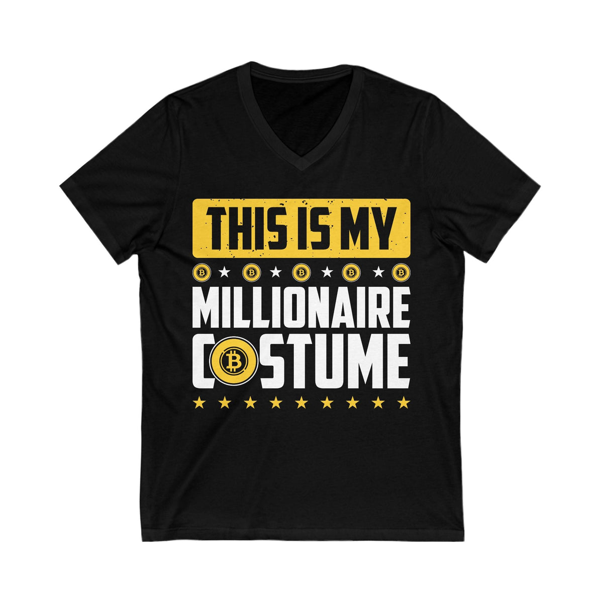 Millionaire Costume Crypto V-Neck – Cryptocurrency Shirt for Enthusiasts, Traders, and Meme Lovers