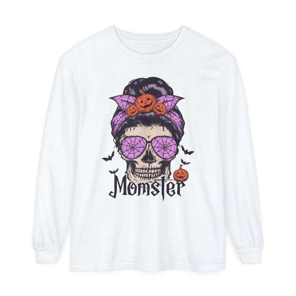 Momster - Halloween Long Sleeve T-Shirt Skull Mom Life Graphic Tee