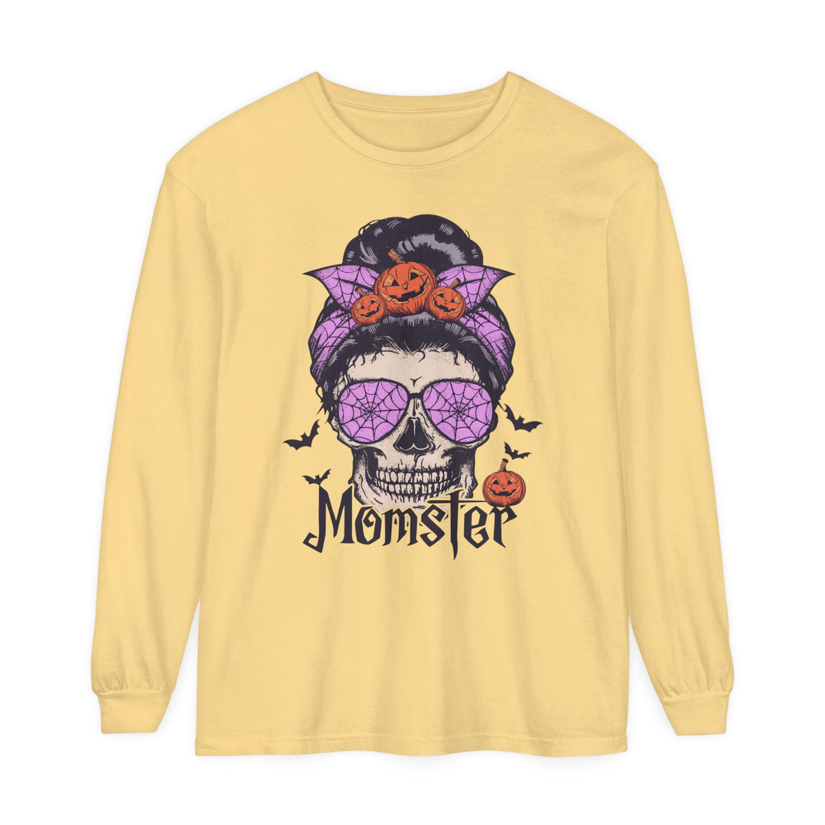 Momster - Halloween Long Sleeve T-Shirt Skull Mom Life Graphic Tee