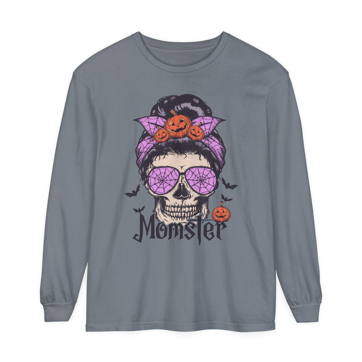 Momster - Halloween Long Sleeve T-Shirt Skull Mom Life Graphic Tee