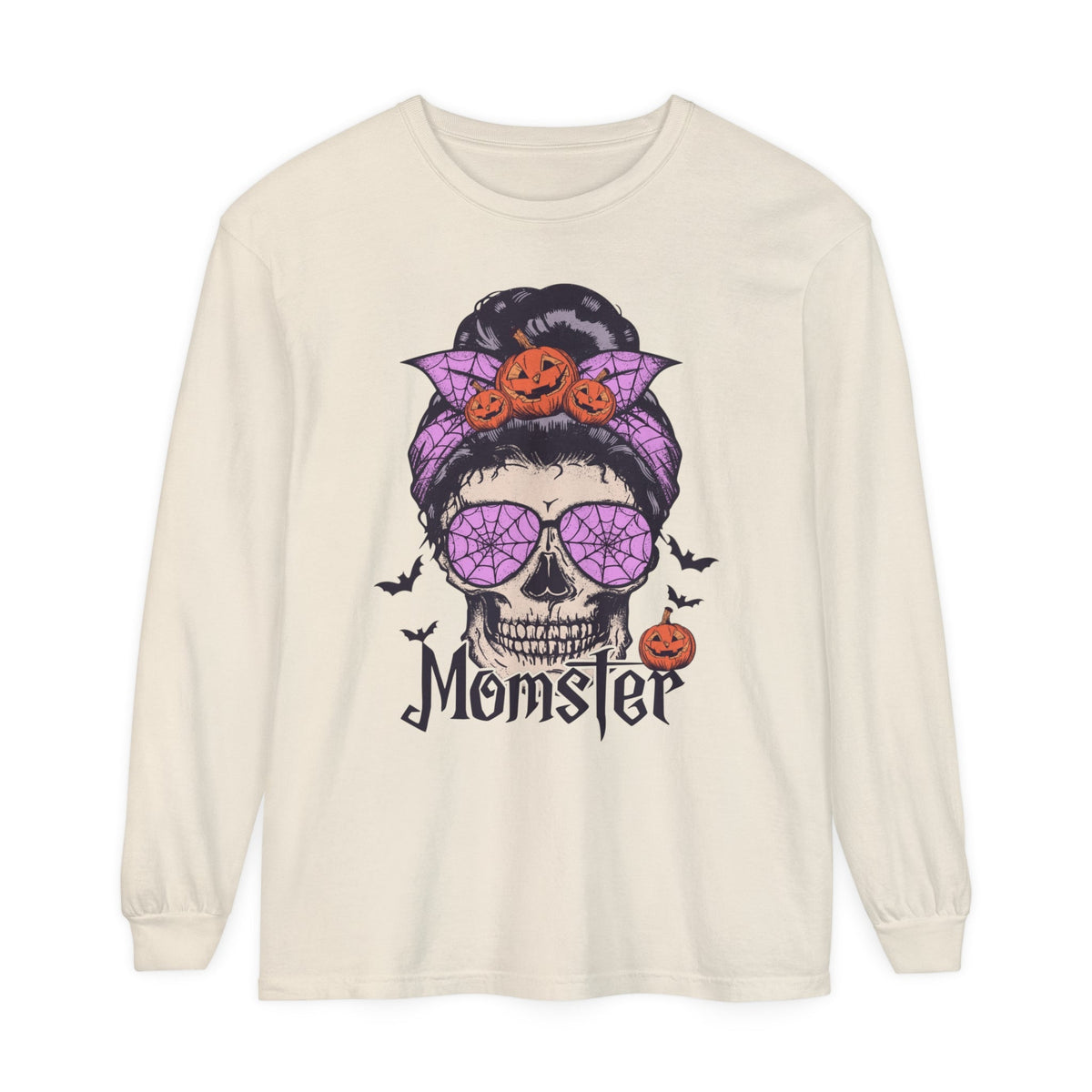 Momster - Halloween Long Sleeve T-Shirt Skull Mom Life Graphic Tee