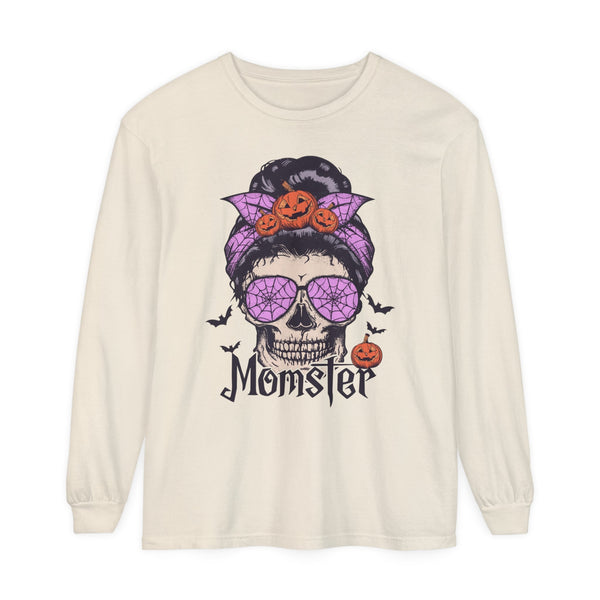 Momster - Halloween Long Sleeve T-Shirt Skull Mom Life Graphic Tee