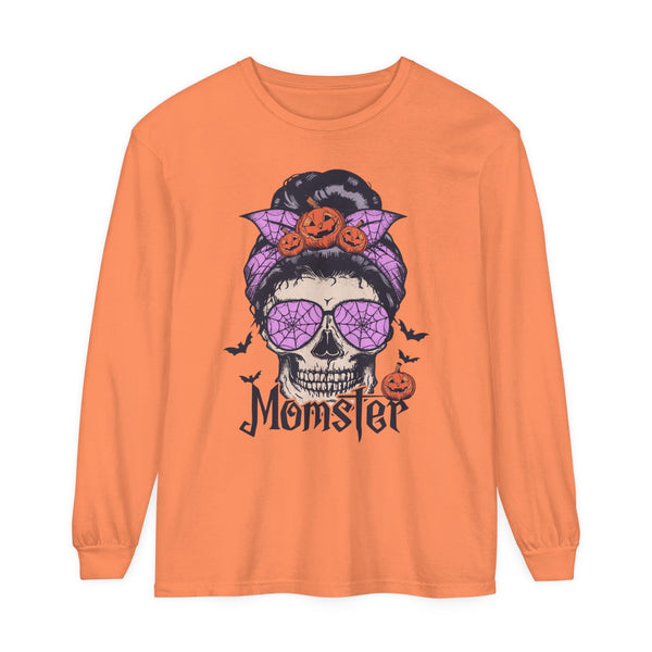 Momster - Halloween Long Sleeve T-Shirt Skull Mom Life Graphic Tee