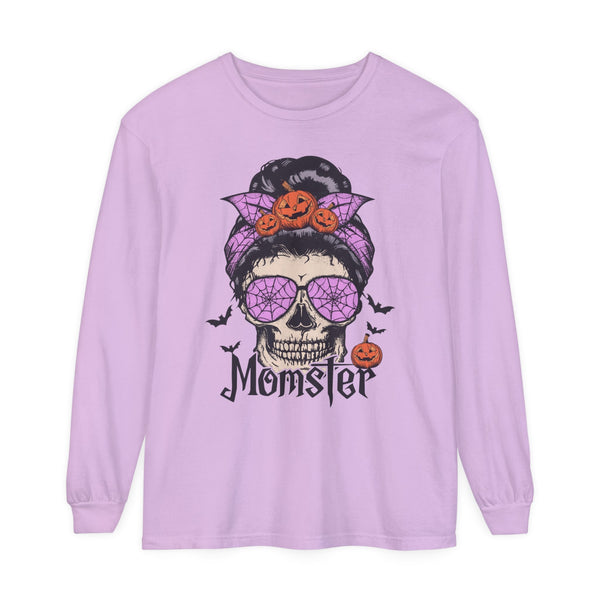 Momster - Halloween Long Sleeve T-Shirt Skull Mom Life Graphic Tee