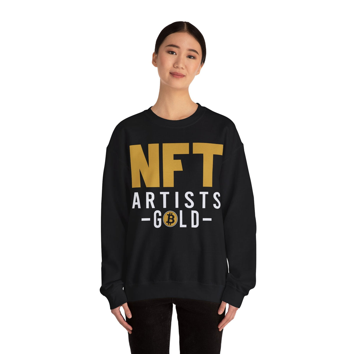 NFT Artists Gold Crypto Crewneck Sweatshirt – Cryptocurrency Shirt for Enthusiasts, Traders, and Meme Lovers