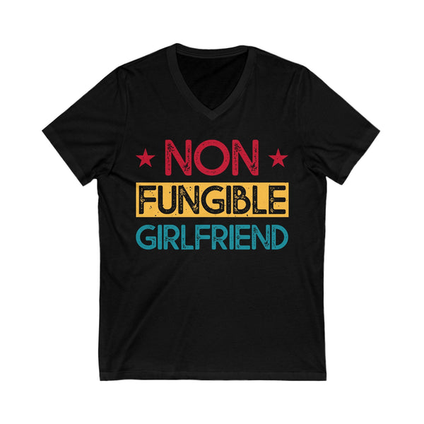 Non Fungible Girlfriend Crypto V-Neck – Cryptocurrency Shirt for Enthusiasts, Traders, and Meme Lovers