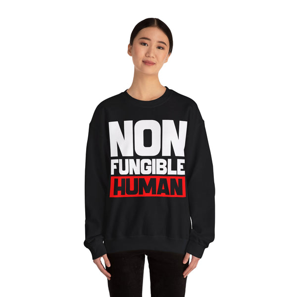 Non Fungible Human Crypto Crewneck Sweatshirt – Cryptocurrency Shirt for Enthusiasts, Traders, and Meme Lovers