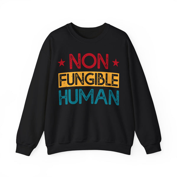 Non Fungible Human Crypto Crewneck Sweatshirt – Cryptocurrency Shirt for Enthusiasts, Traders, and Meme Lovers