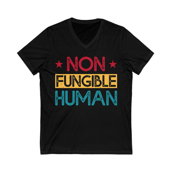 Non Fungible Human Crypto V-Neck – Cryptocurrency Shirt for Enthusiasts, Traders, and Meme Lovers