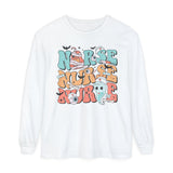 Nurse Halloween Long Sleeve T-Shirt - Cute Ghost and Pumpkin with Medical Theme