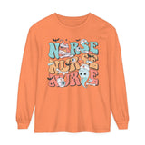 Nurse Halloween Long Sleeve T-Shirt - Cute Ghost and Pumpkin with Medical Theme