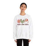 Peace Love Santa Crewneck Sweatshirt - Whimsical Santa Christmas Sweater - Holiday Spirit