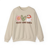 Peace Love Santa Crewneck Sweatshirt - Whimsical Santa Christmas Sweater - Holiday Spirit