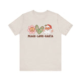 Peace Love Santa T-Shirt - Whimsical Santa Graphic Shirt - Holiday Spirit