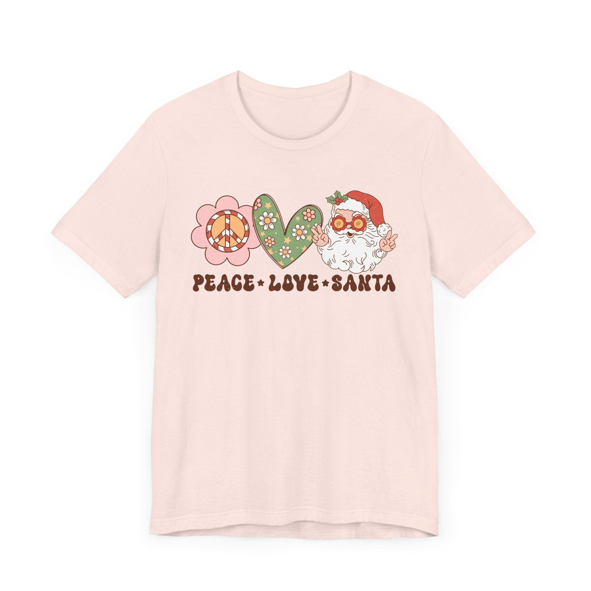 Peace Love Santa T-Shirt - Whimsical Santa Graphic Shirt - Holiday Spirit