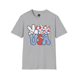 Peace Love USA - 4th of July shirt, USA flag shirt, Red white blue tee, Patriotic - t-shirt, American pride tee