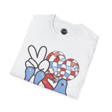 Peace Love USA - 4th of July shirt, USA flag shirt, Red white blue tee, Patriotic - t-shirt, American pride tee