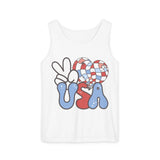 Peace Love USA Unisex Garment-Dyed Tank Top