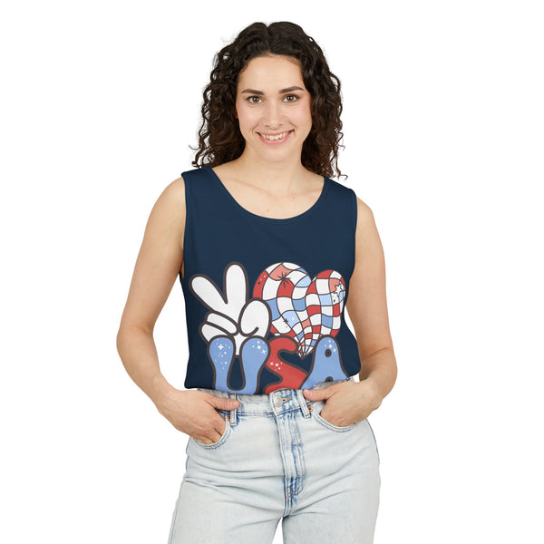 Peace Love USA Unisex Garment-Dyed Tank Top