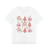 Peaceful Santa T-Shirt - Cute Santa with Peace Signs and Holiday Trees - Merry Vibes