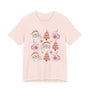 Peaceful Santa T-Shirt - Cute Santa with Peace Signs and Holiday Trees - Merry Vibes