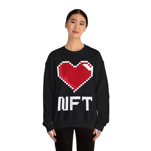 Pixel Heart NFT Crypto Crewneck Sweatshirt – Cryptocurrency Shirt for Enthusiasts, Traders, and Meme Lovers