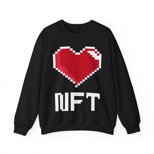 Pixel Heart NFT Crypto Crewneck Sweatshirt – Cryptocurrency Shirt for Enthusiasts, Traders, and Meme Lovers