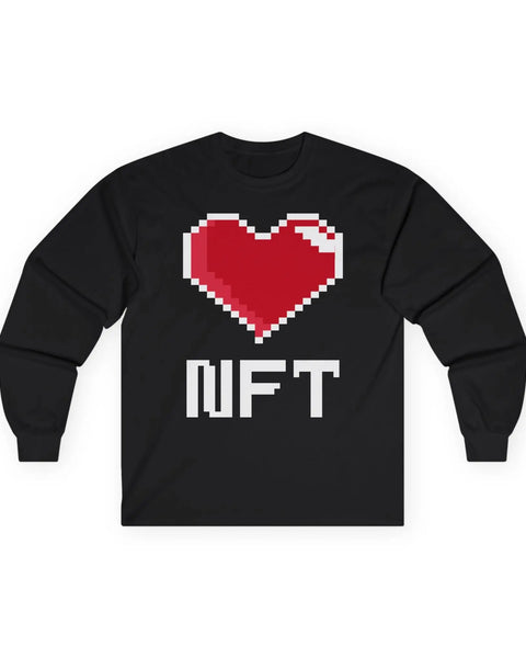 Pixel Heart NFT Crypto Long Sleeve Shirt For Enthusiasts And Traders Meme Lovers