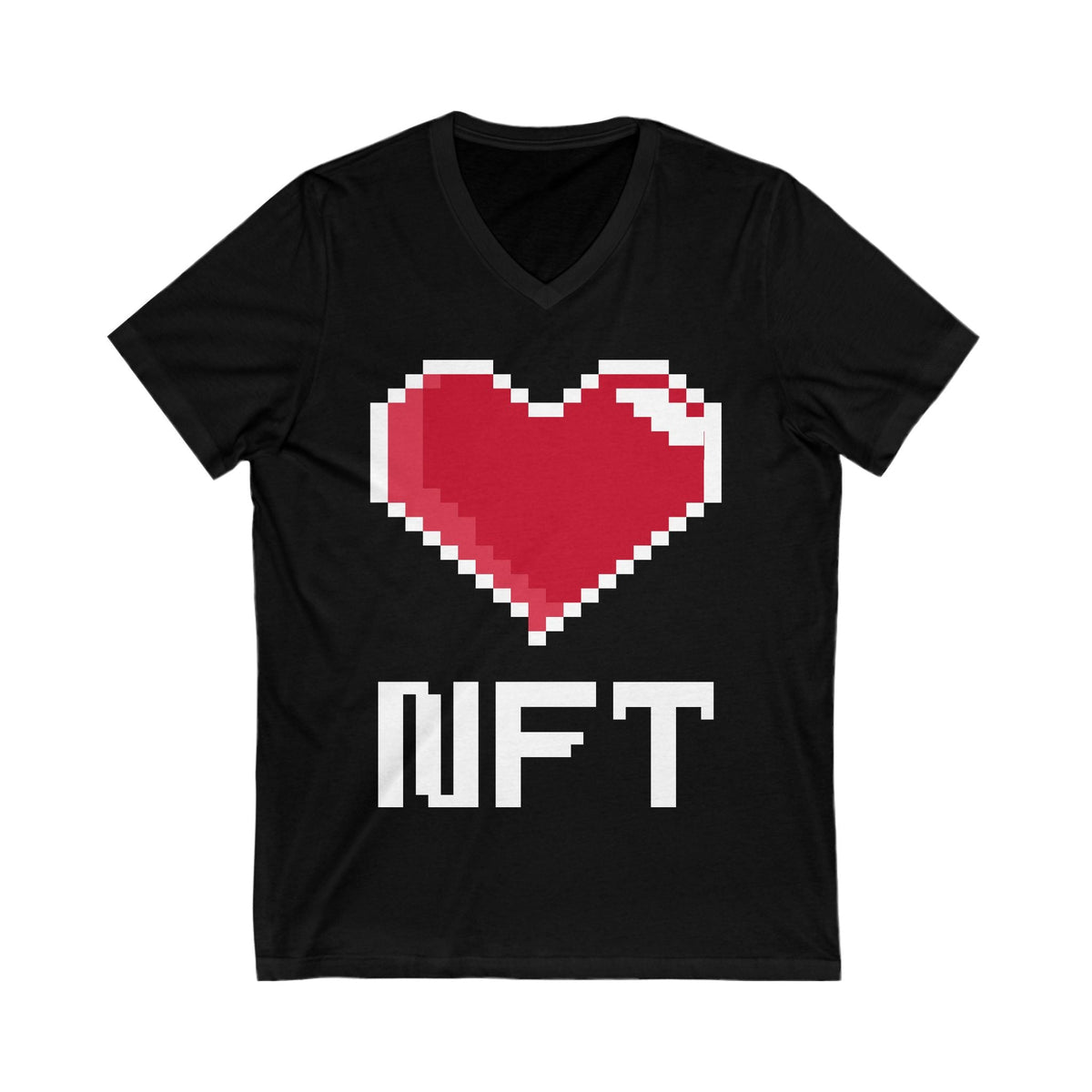 Pixel Heart NFT Crypto V-Neck – Cryptocurrency Shirt for Enthusiasts, Traders, and Meme Lovers