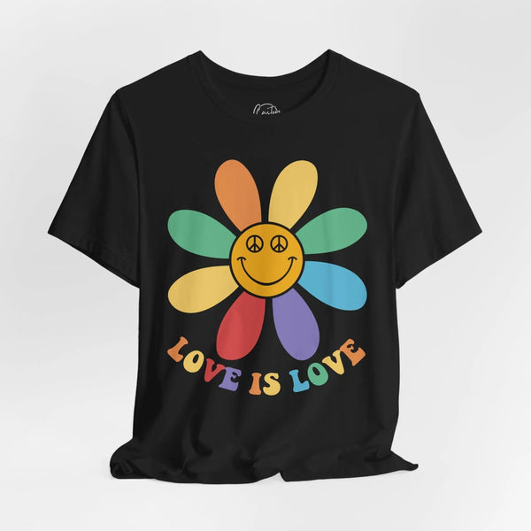 Pride Gay LGBTQ Retro Wavy - Rainbow Pride Tee | Equality Shirt | LGBTQ+ Support Apparel | Colorful Gay Pride T-Shirt |