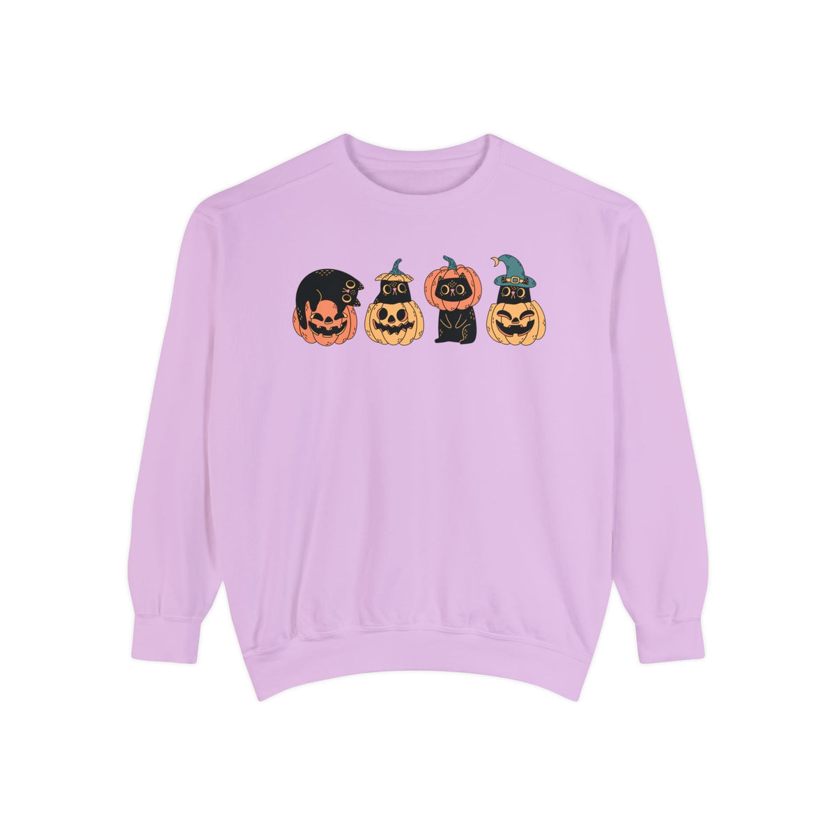 Pumpkin Cat Heads – Spooky Halloween Trio Graphic Sweater