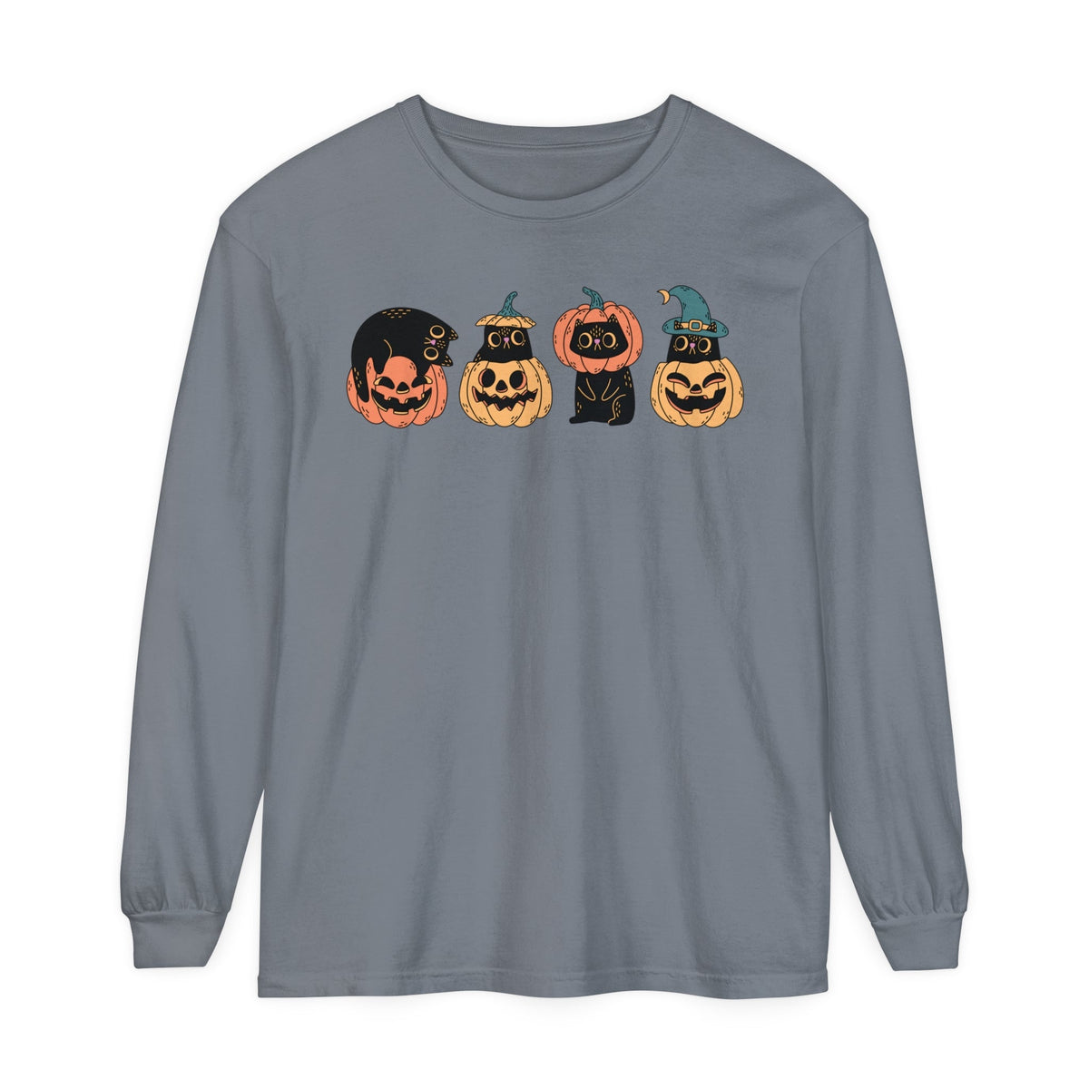 Pumpkin Cat Heads – Spooky Halloween Trio Graphic Tee