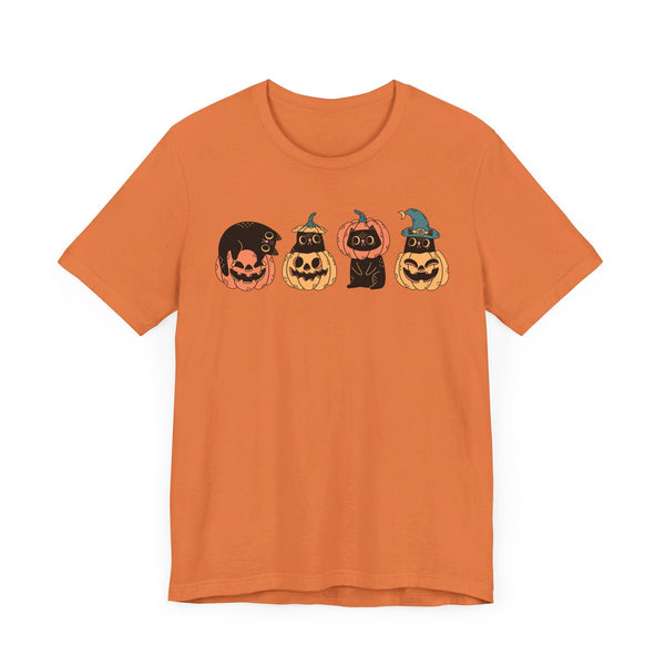 Pumpkin Cat Heads – Spooky Halloween Trio Graphic Tee