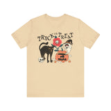 Pumpkin Ghost Cat Halloween Shirt - Spooky Flower & Jack-o'-Lantern Graphic Tee