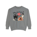 Pumpkin Ghost Cat Halloween Sweatshirt - Spooky Flower & Jack-o'-Lantern Graphic Sweater