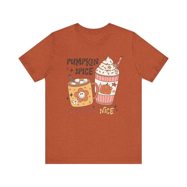 Pumpkin Spice & Everything Nice T-Shirt - Cozy Fall Graphic Tee for Autumn Lovers - Cute Seasonal Fashion