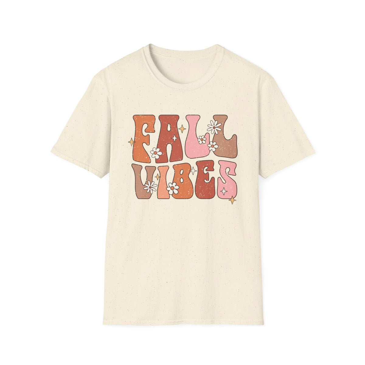 Retro Fall Vibes T-Shirt - Groovy Autumn Season Graphic Tee with Floral Accents