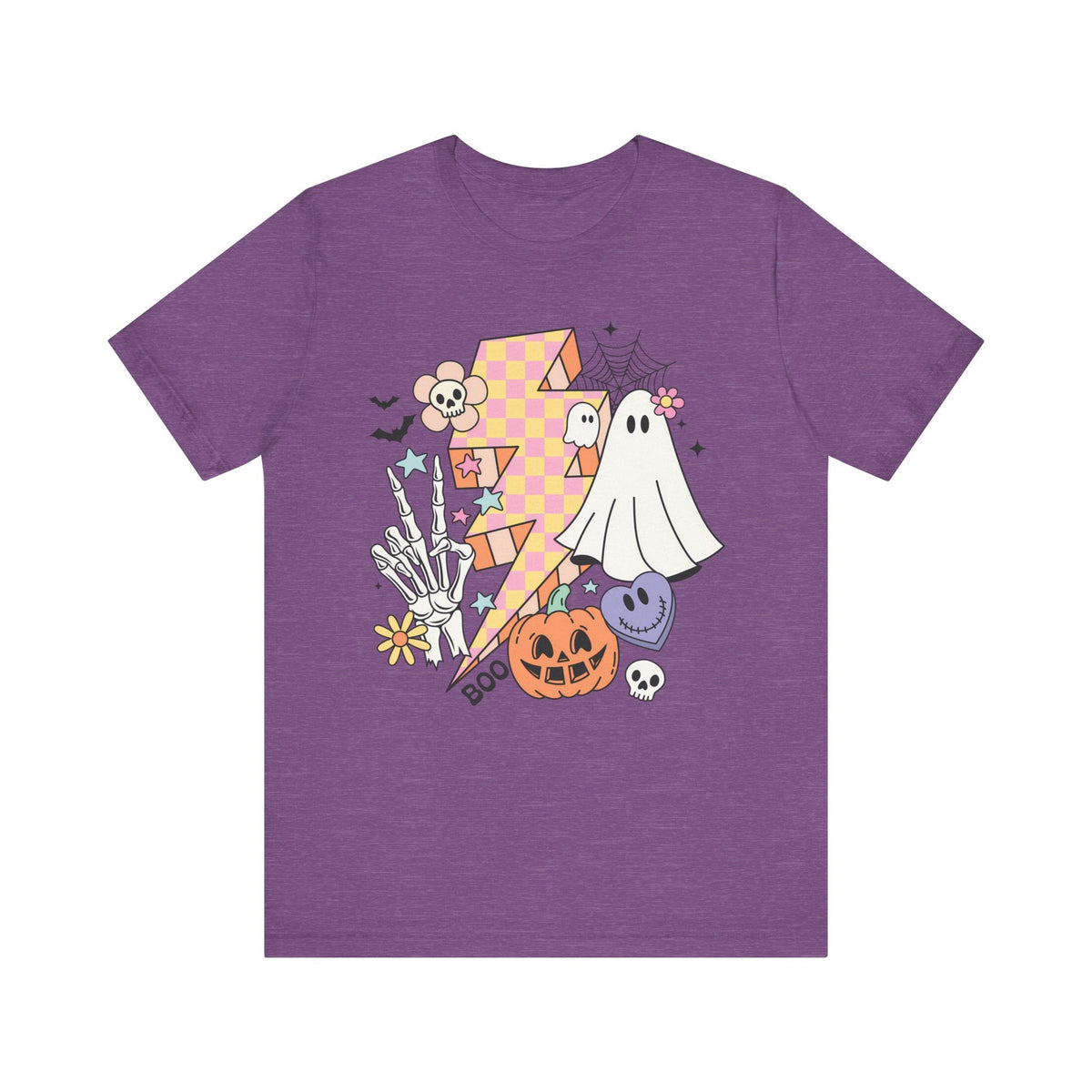 Retro Halloween Lightning Bolt Ghost - Fun Spooky Graphic Tee